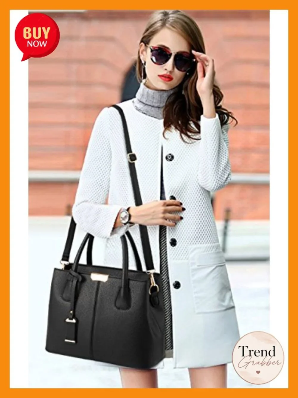 Top-handle Cross Body Handbag Middle Size Durable PU Leather Tote Bag